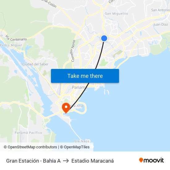 Gran Estación - Bahía A to Estadio Maracaná map
