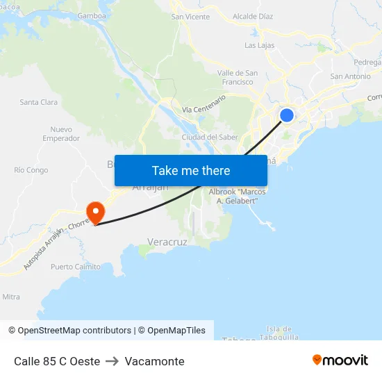 Calle 85 C Oeste to Vacamonte map