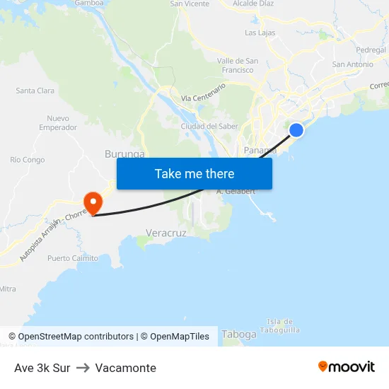 Ave 3k Sur to Vacamonte map