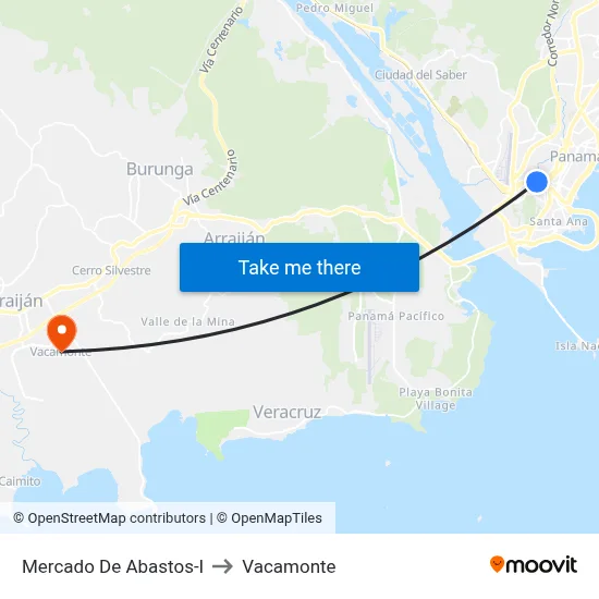 Mercado De Abastos-I to Vacamonte map