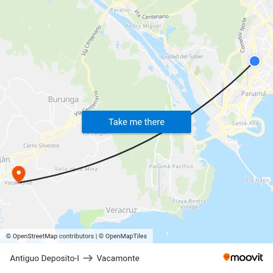 Antiguo Deposito-I to Vacamonte map