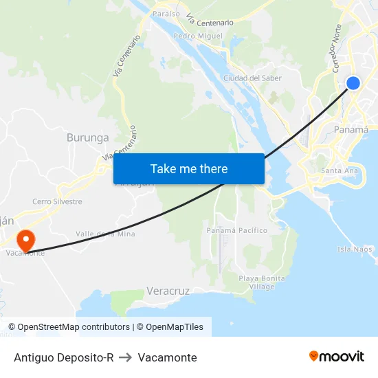 Antiguo Deposito-R to Vacamonte map