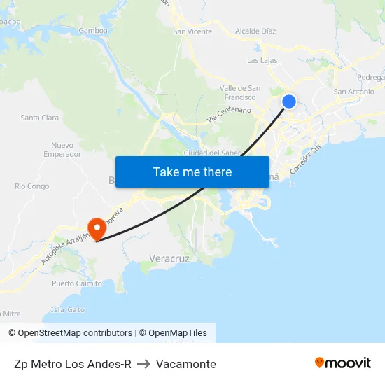 Zp Metro Los Andes-R to Vacamonte map