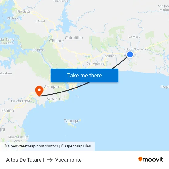 Altos De Tatare-I to Vacamonte map
