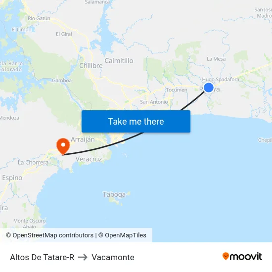 Altos De Tatare-R to Vacamonte map