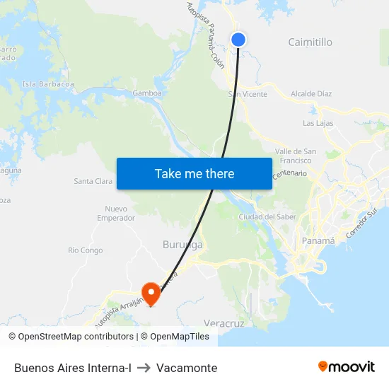 Buenos Aires Interna-I to Vacamonte map