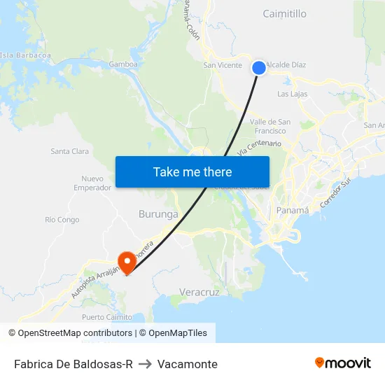 Fabrica De Baldosas-R to Vacamonte map