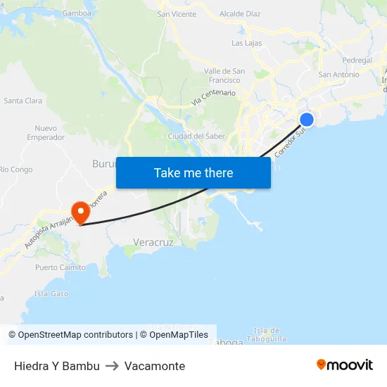 Hiedra Y Bambu to Vacamonte map