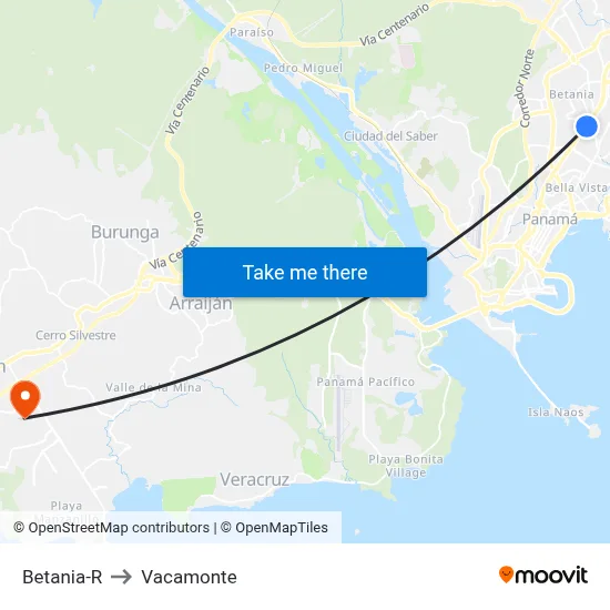 Betania-R to Vacamonte map
