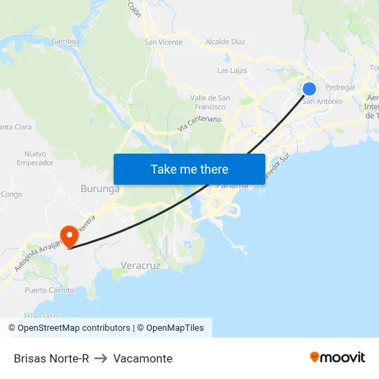 Brisas Norte-R to Vacamonte map