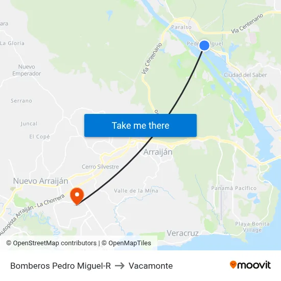 Bomberos Pedro Miguel-R to Vacamonte map