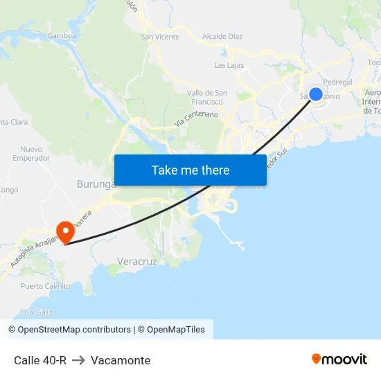 Calle 40-R to Vacamonte map