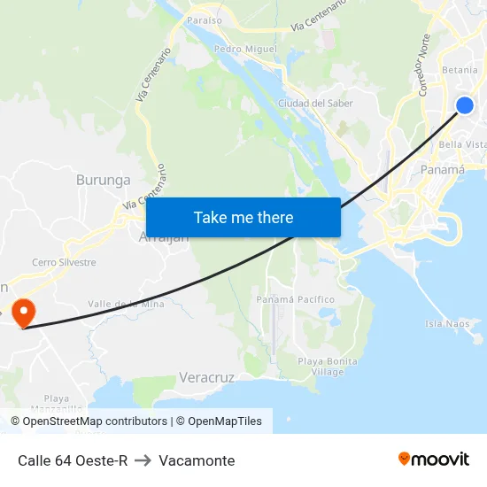 Calle 64 Oeste-R to Vacamonte map