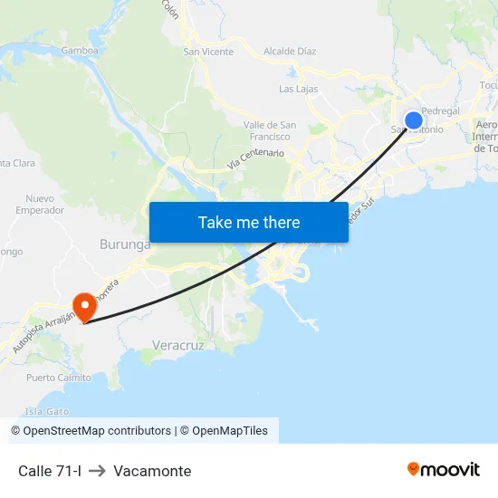 Calle 71-I to Vacamonte map