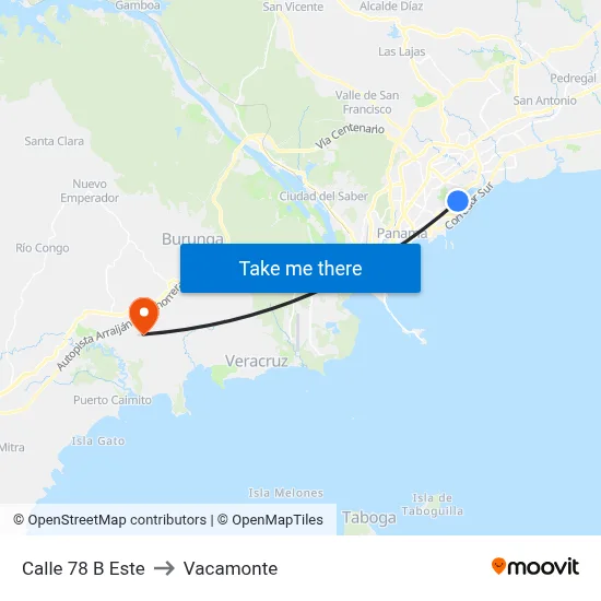 Calle 78 B Este to Vacamonte map