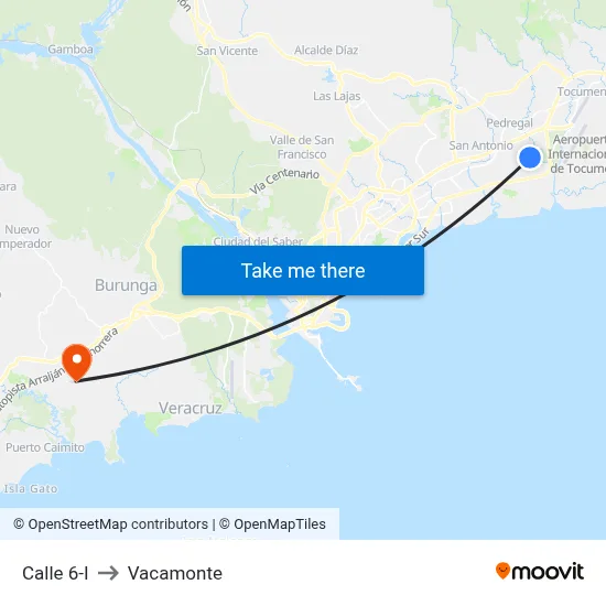 Calle 6-I to Vacamonte map