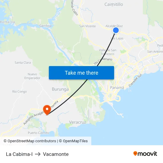 La Cabima-I to Vacamonte map