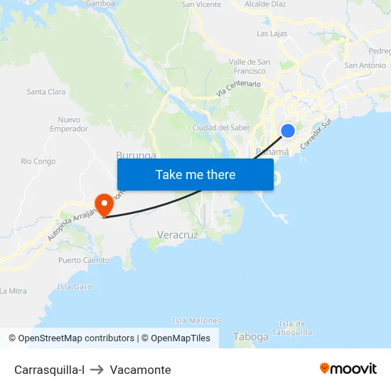 Carrasquilla-I to Vacamonte map