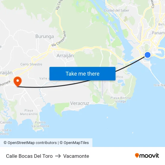Calle Bocas Del Toro to Vacamonte map