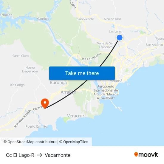 Cc El Lago-R to Vacamonte map