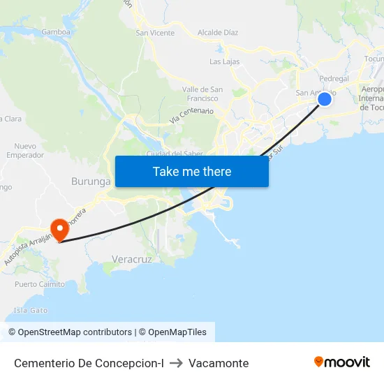 Cementerio De Concepcion-I to Vacamonte map