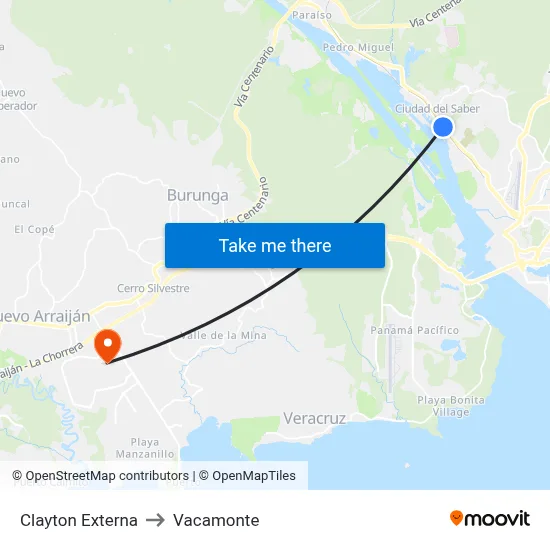 Clayton Externa to Vacamonte map