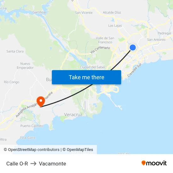 Calle O-R to Vacamonte map
