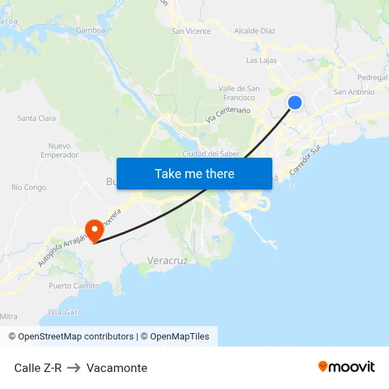 Calle Z-R to Vacamonte map