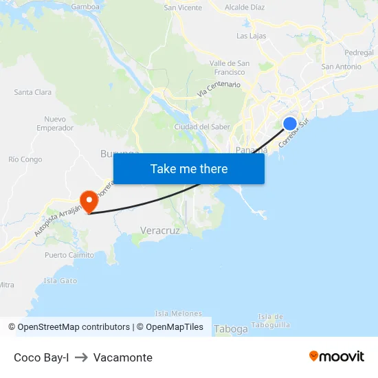 Coco Bay-I to Vacamonte map