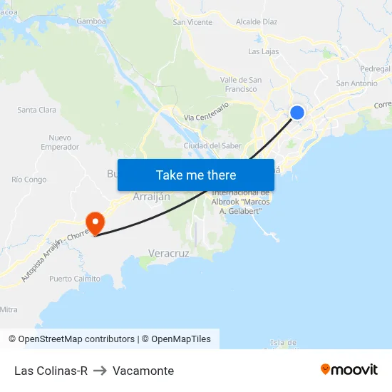 Las Colinas-R to Vacamonte map