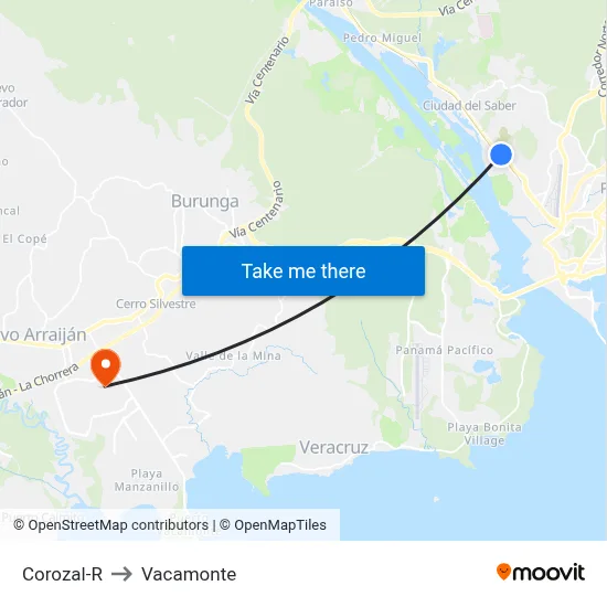 Corozal-R to Vacamonte map