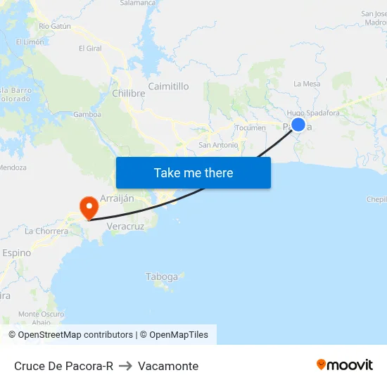Cruce De Pacora-R to Vacamonte map