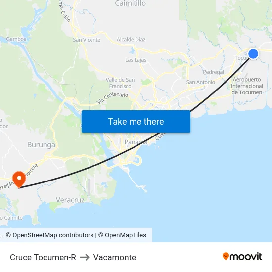 Cruce Tocumen-R to Vacamonte map