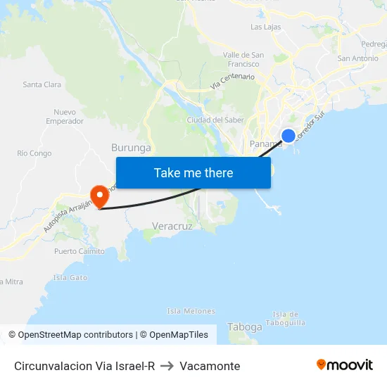 Circunvalacion Via Israel-R to Vacamonte map