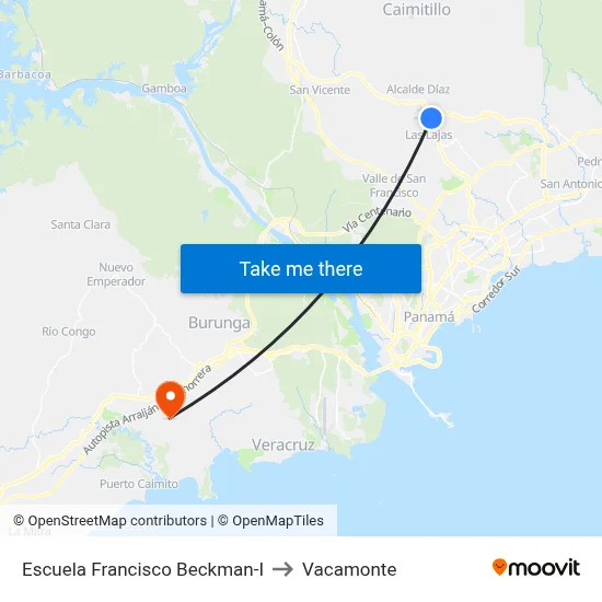 Escuela Francisco Beckman-I to Vacamonte map