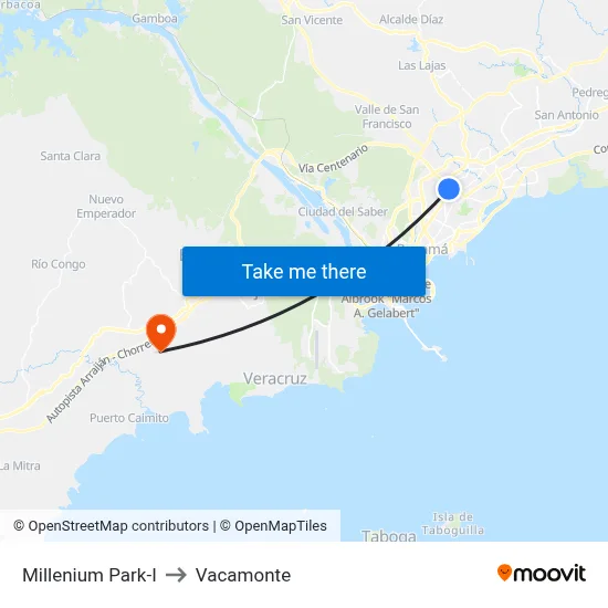 Millenium Park-I to Vacamonte map