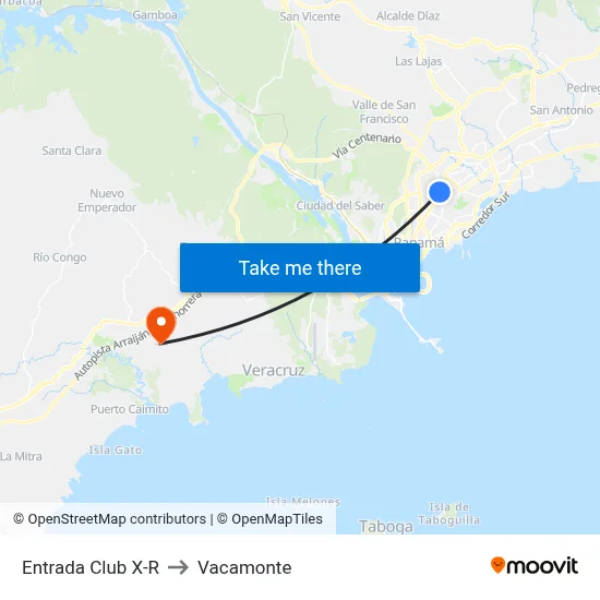Entrada Club X-R to Vacamonte map