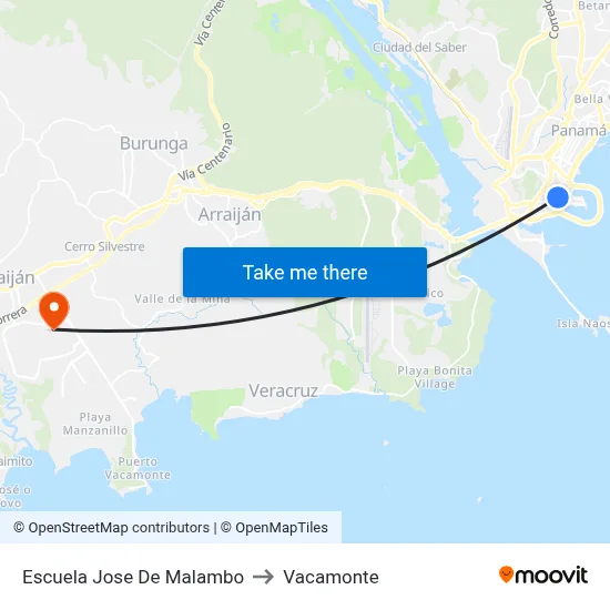 Escuela Jose De Malambo to Vacamonte map