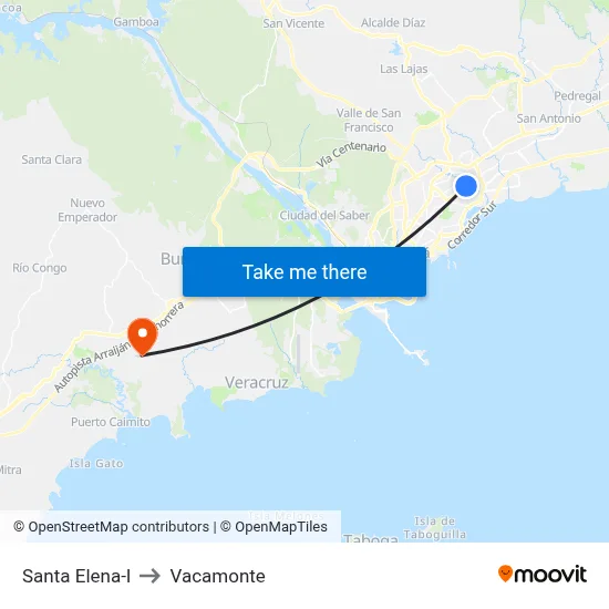 Santa Elena-I to Vacamonte map