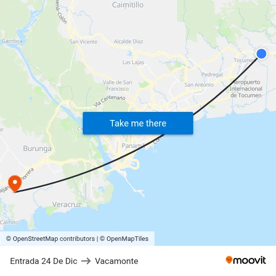 Entrada 24 De Dic to Vacamonte map