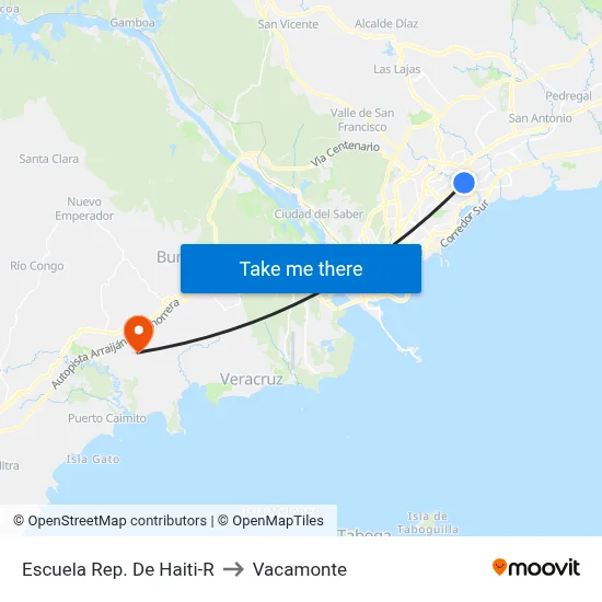 Escuela Rep. De Haiti-R to Vacamonte map