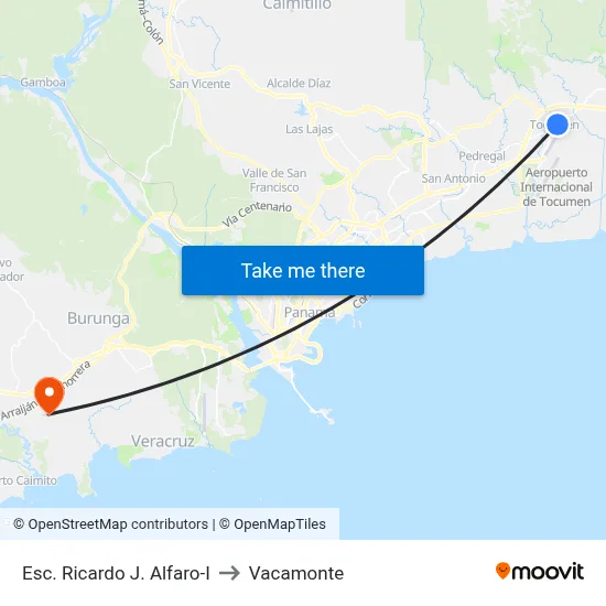 Esc. Ricardo J. Alfaro-I to Vacamonte map