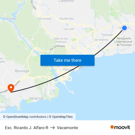 Esc. Ricardo J. Alfaro-R to Vacamonte map