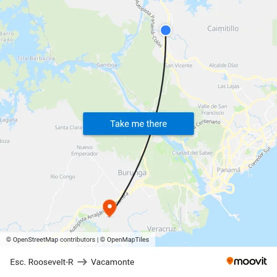Esc. Roosevelt-R to Vacamonte map