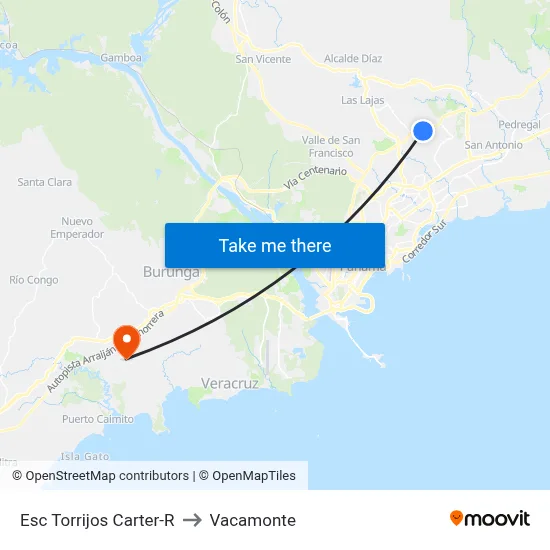 Esc Torrijos Carter-R to Vacamonte map