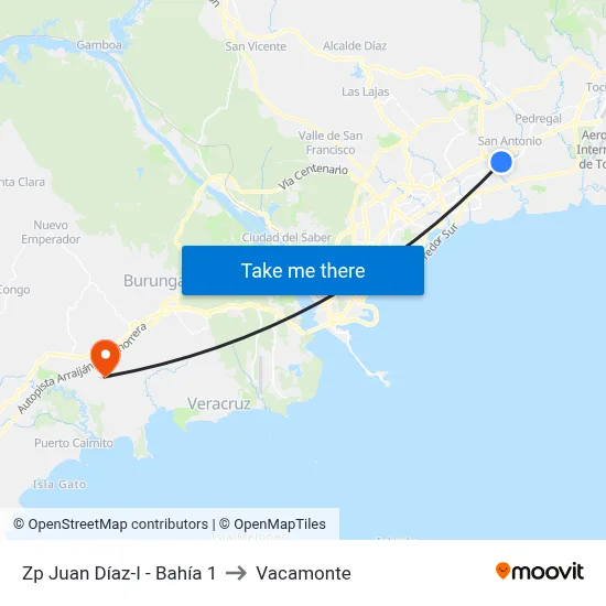 Zp Juan Díaz-I - Bahía 1 to Vacamonte map