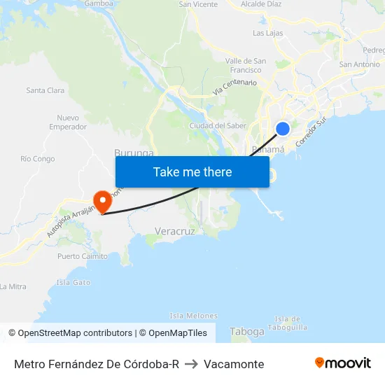 Metro Fernández De Córdoba-R to Vacamonte map