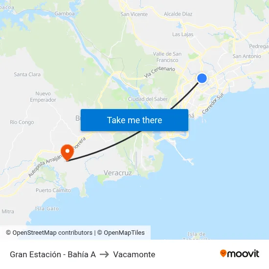 Gran Estación - Bahía A to Vacamonte map