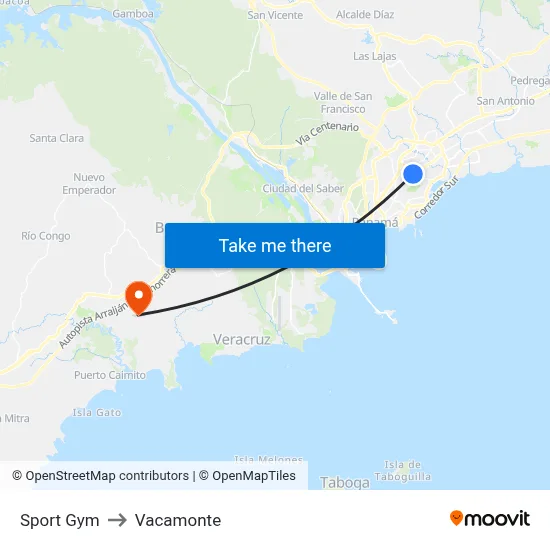 Sport Gym to Vacamonte map