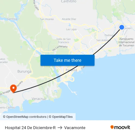 Hospital 24 De Diciembre-R to Vacamonte map